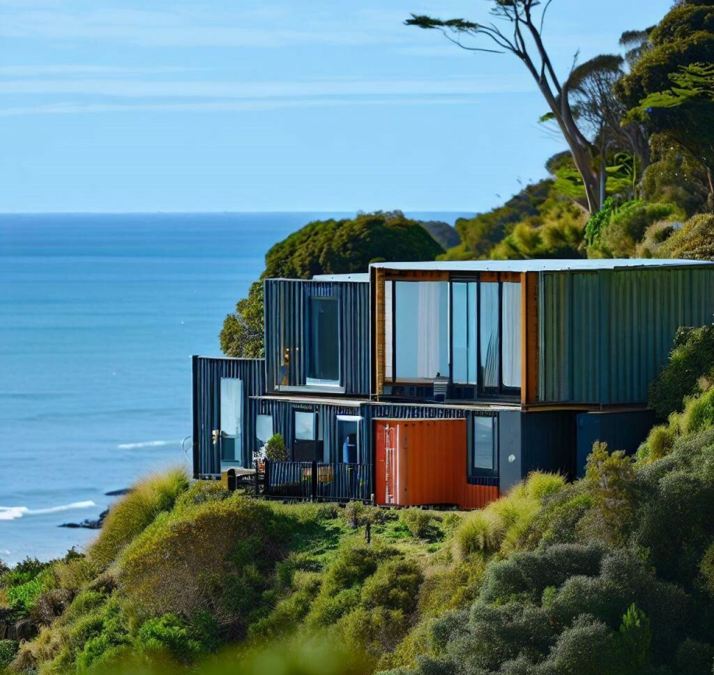 Impresionante casa contenedor ubicada en un pintoresco entorno costero