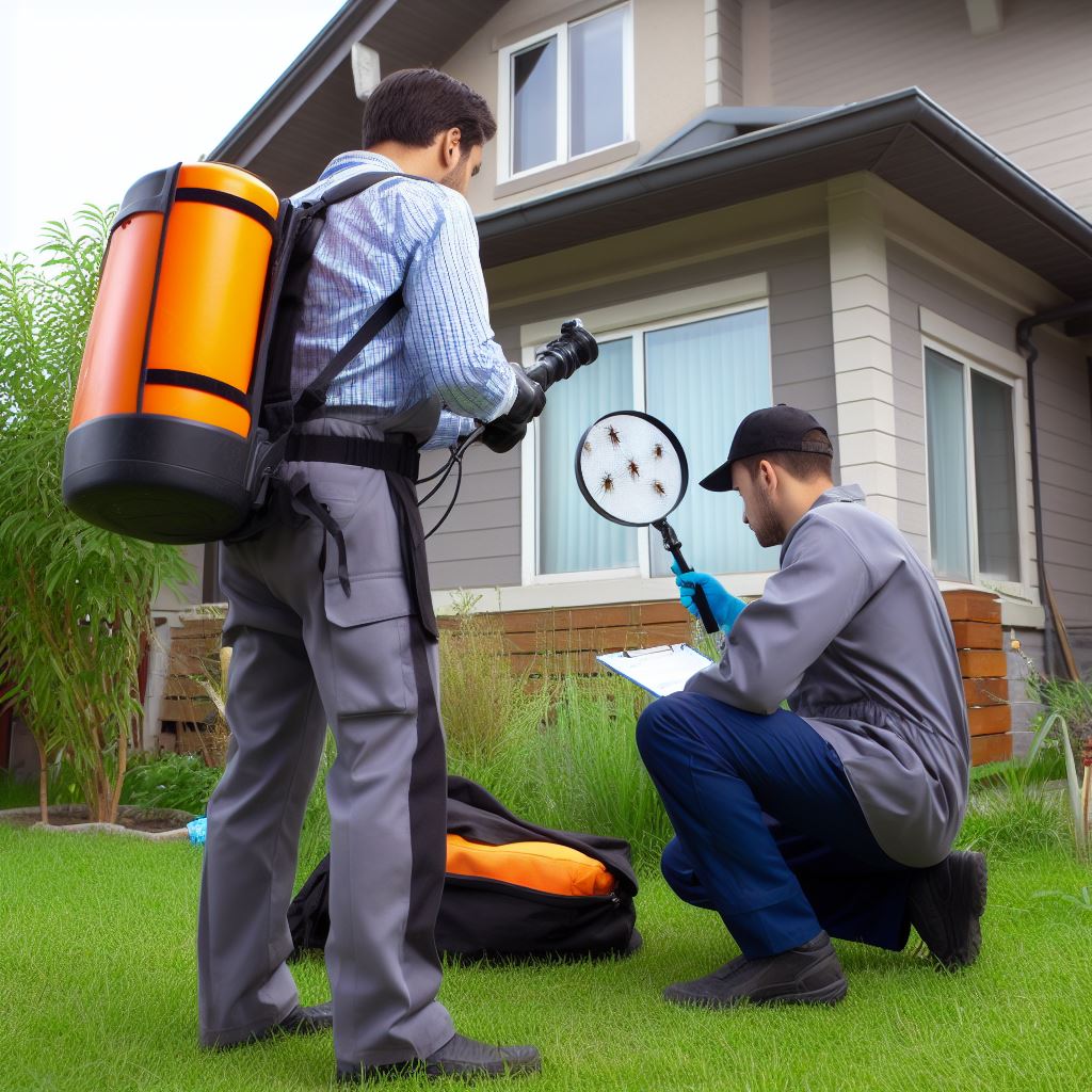 a pest control professional performing a thorough inspection